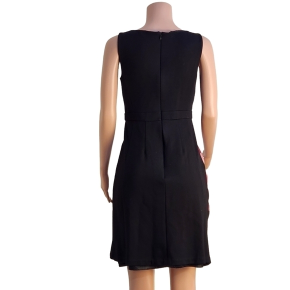 ELLEN Tracy Black Colorblock Pink Multi-Color Floral Sheath Dress Size: 4 - Picture 6 of 11